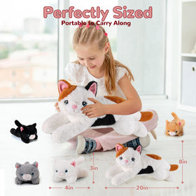Kittens in white, black, gray, and yellow for colorful pretend play