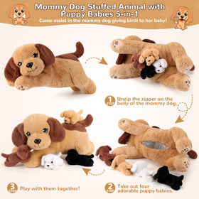 gnomantic mommy dog belly unzip reveals four puppies for storytelling