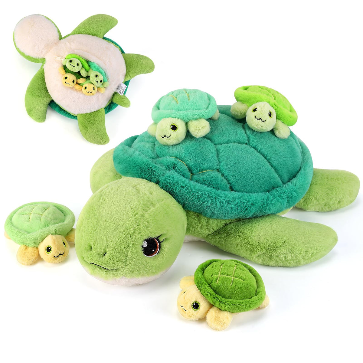 gnomantic mommy turtle with babies in a gift box, perfect for imaginative play