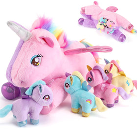 Gnomantic mommy unicorn full view plush for imaginative play and cuddling.