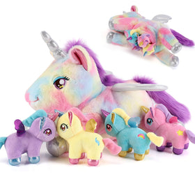 Gnomantic mommy unicorn with four babies, ideal for imaginative play and cuddles.