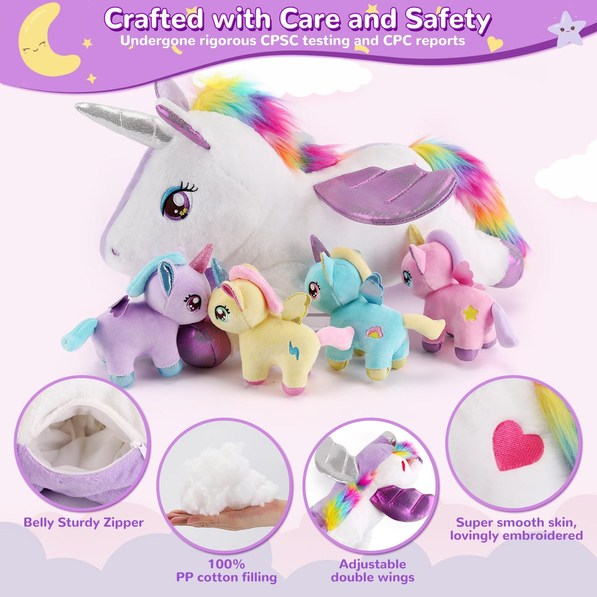 Gnomantic mommy unicorn zipper belly reveal showcases five piece set for imaginative storytelling