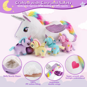 Gnomantic mommy unicorn zipper belly reveal showcases five piece set for imaginative storytelling
