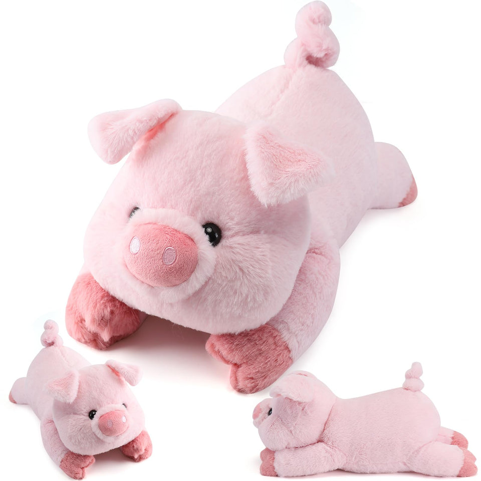 Gnomantic pig weighted stuffed animal front view, ideal for cozy evenings