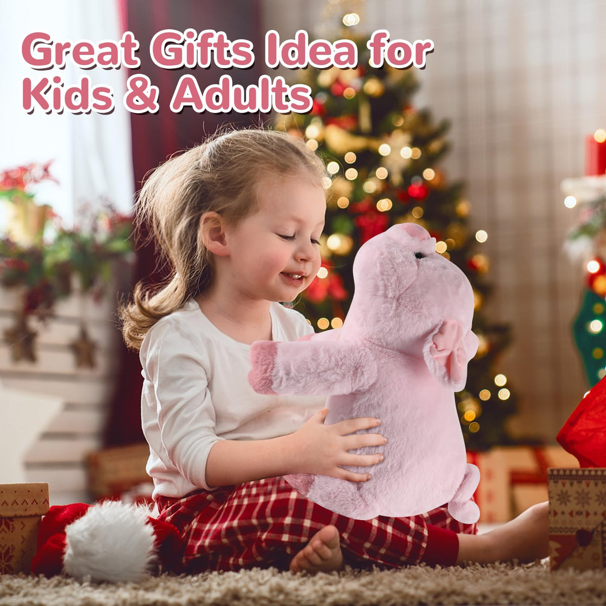 Gnomantic pig weighted stuffed animal ready for playtime and naps