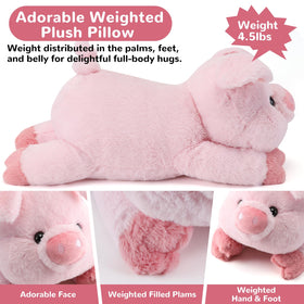 Gnomantic pig weighted stuffed animal soft fluffy fur detail for snuggling