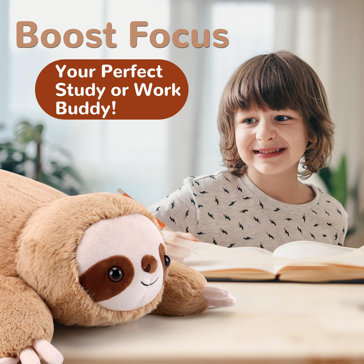 gnomantic sloth weighted plush 28-inch adult-friendly cuddle companion