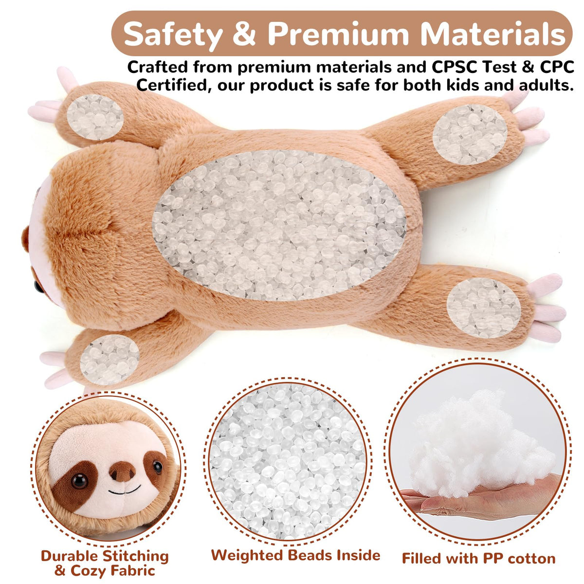gnomantic sloth weighted plush 28-inch bedtime snuggle for relaxation