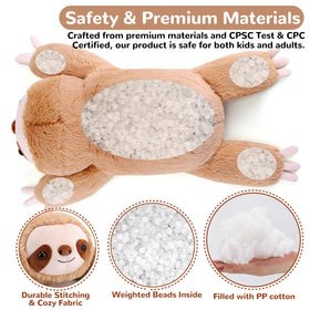 gnomantic sloth weighted plush 28-inch bedtime snuggle for relaxation