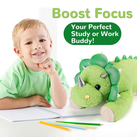 Nursery decor accent featuring the Triceratops plush and gentle colors.