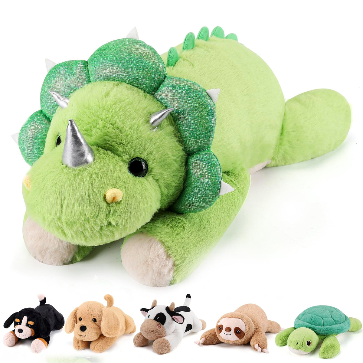 Gnomantic Triceratops weighted plush 28-inch for cozy, calming snuggles.