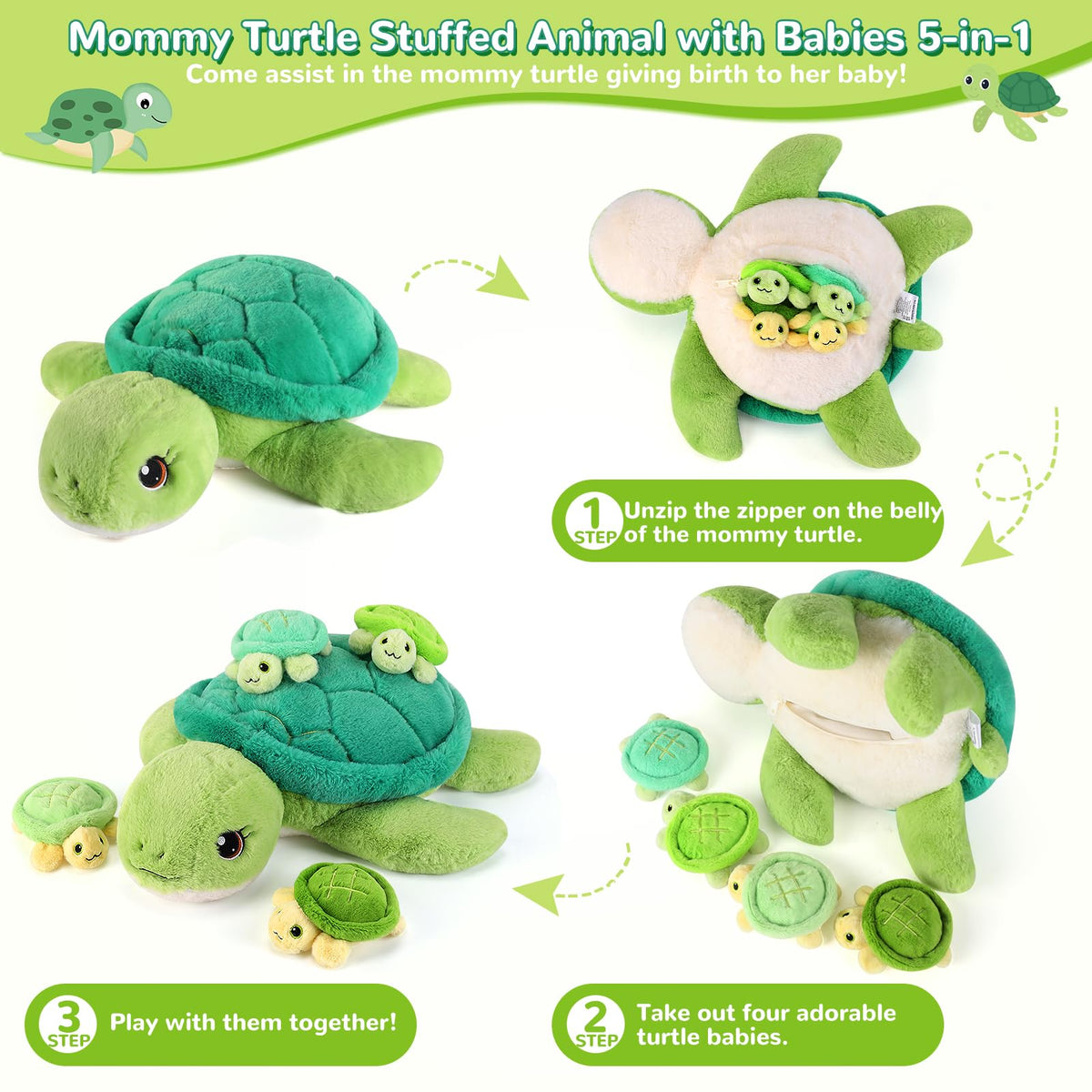gnomantic baby turtle plush toys, tiny companions for cuddling and travel