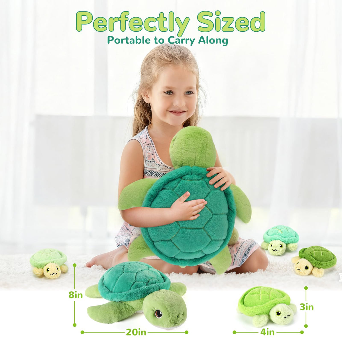 gnomantic turtle plush with unzip belly to reveal babies, interactive bedtime fun