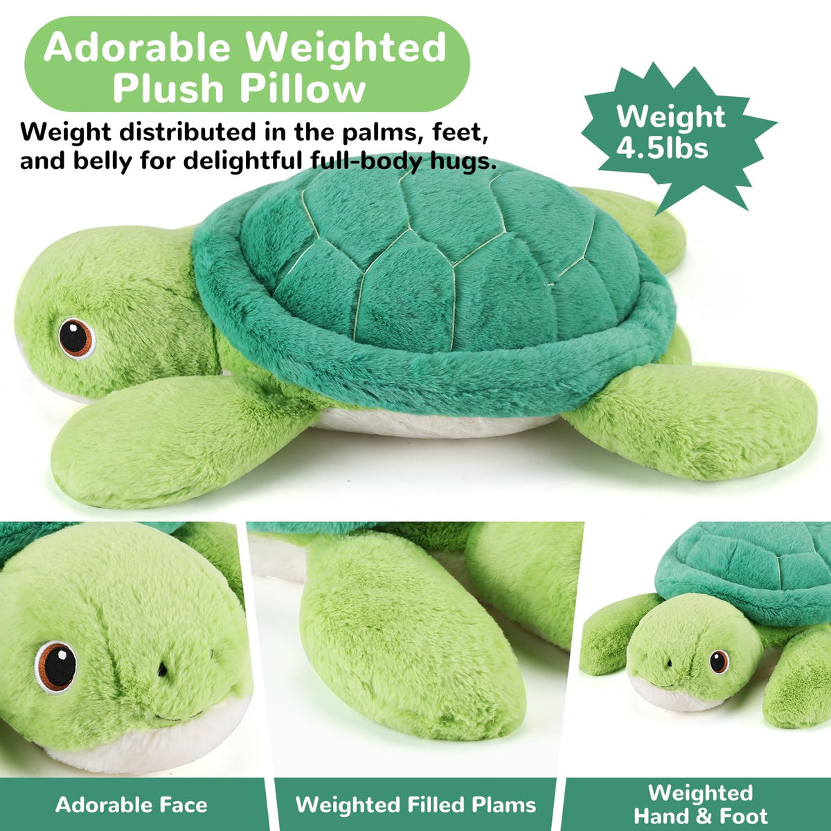 Gnomantic Turtle weighted plush bedtime support for a calm evening routine