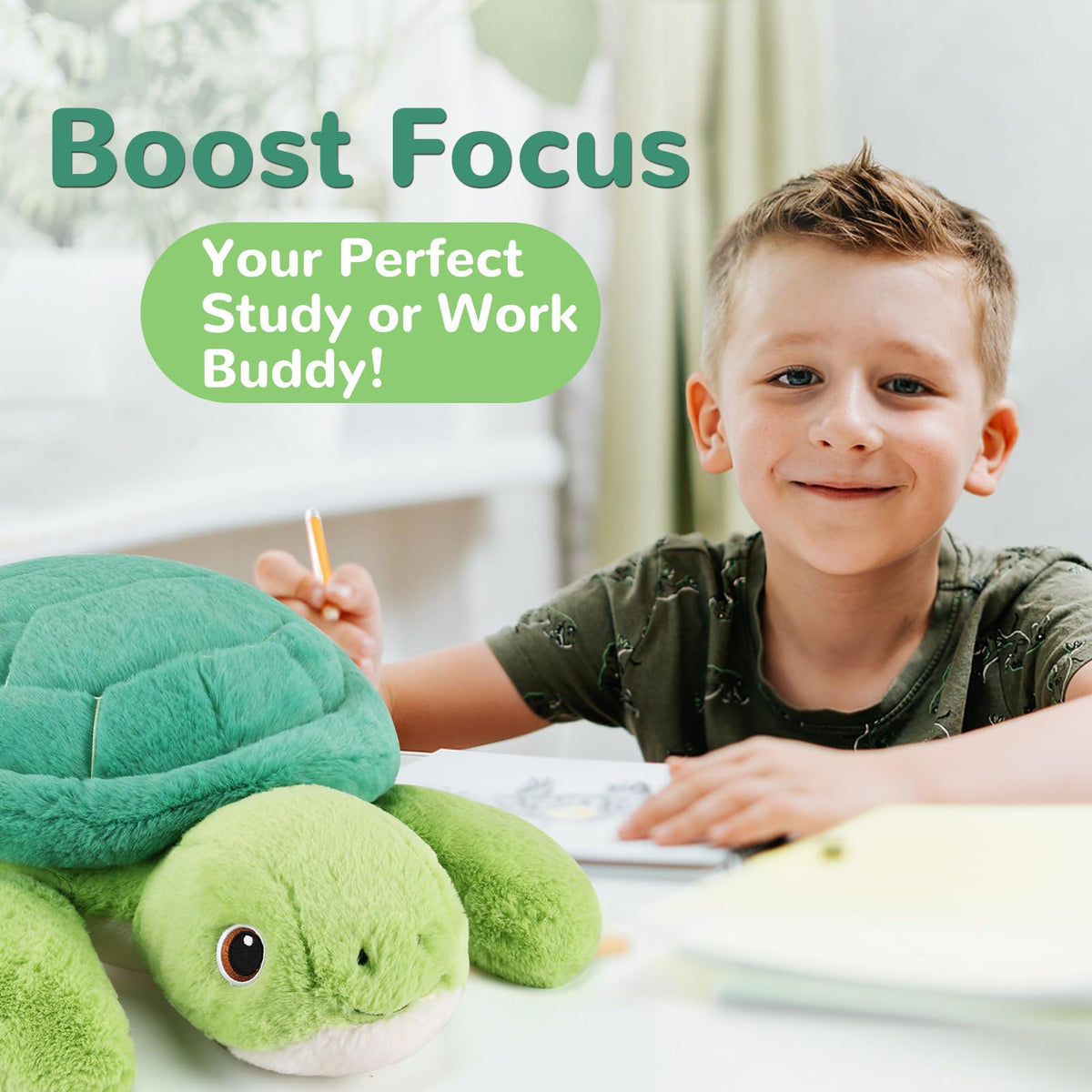 Gnomantic Turtle weighted plush room display adds cozy decor and warmth
