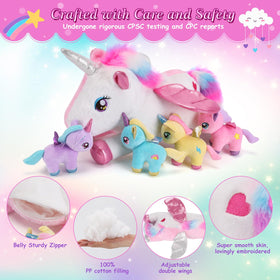 Gnomantic yellow baby unicorn plush, lightweight cuddle buddy for hugs.