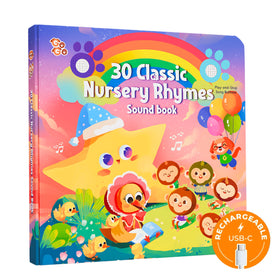 GO GO 30 Classic Nursery Rhymes Sound Book cover attracts toddlers with bright colors.