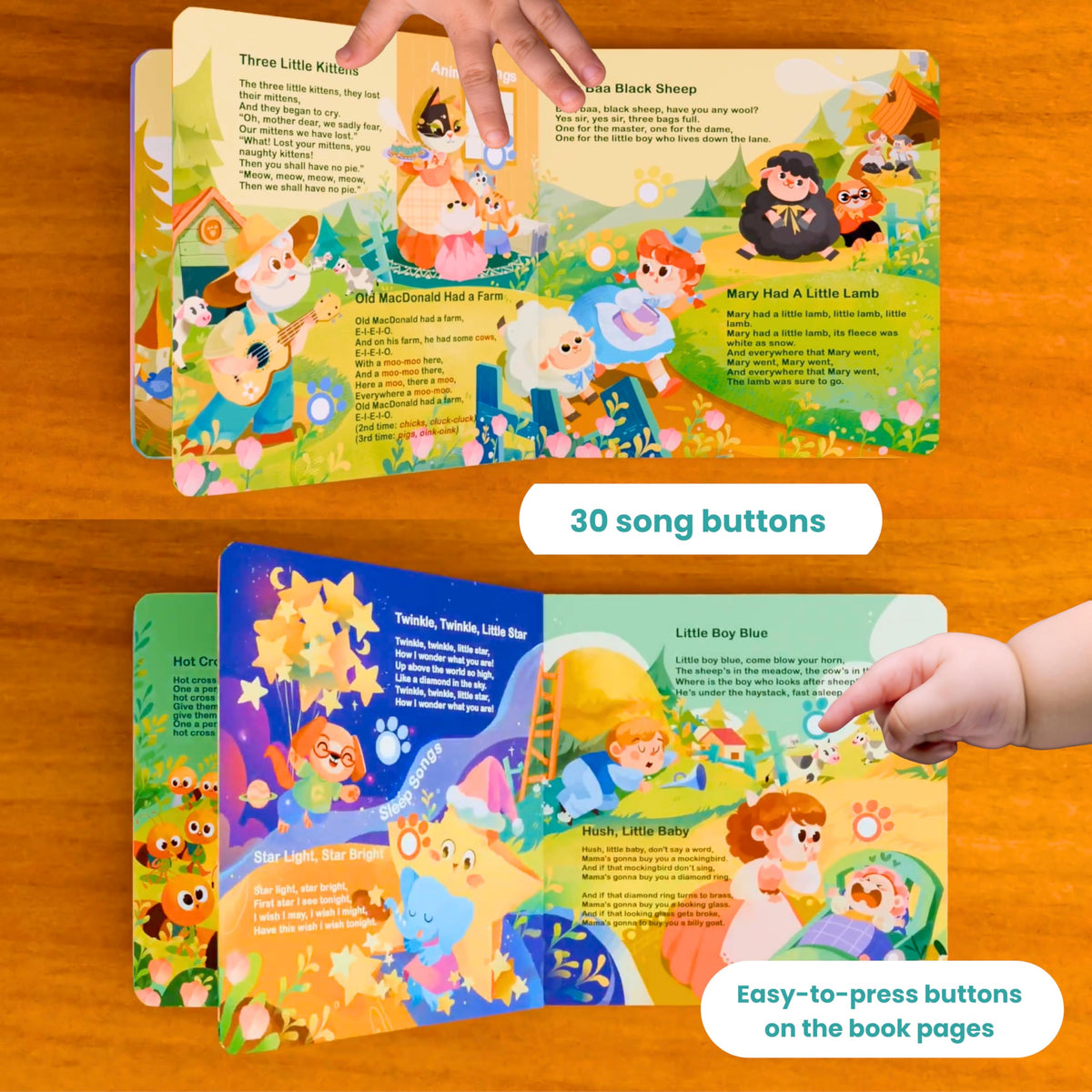 GO GO 30 Classic Nursery Rhymes Sound Book USB-C port charging accessibility.