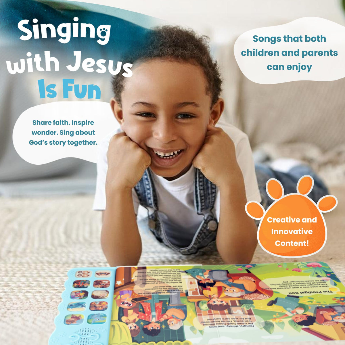 GO GO Bible Story Songs interactive sound buttons enable easy song control.