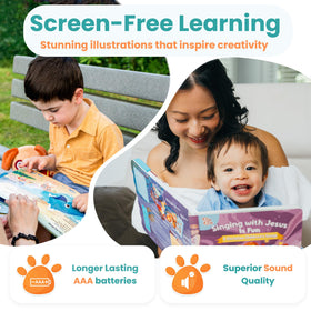 GO GO Bible Story Songs dual volume controls for gentle listening.