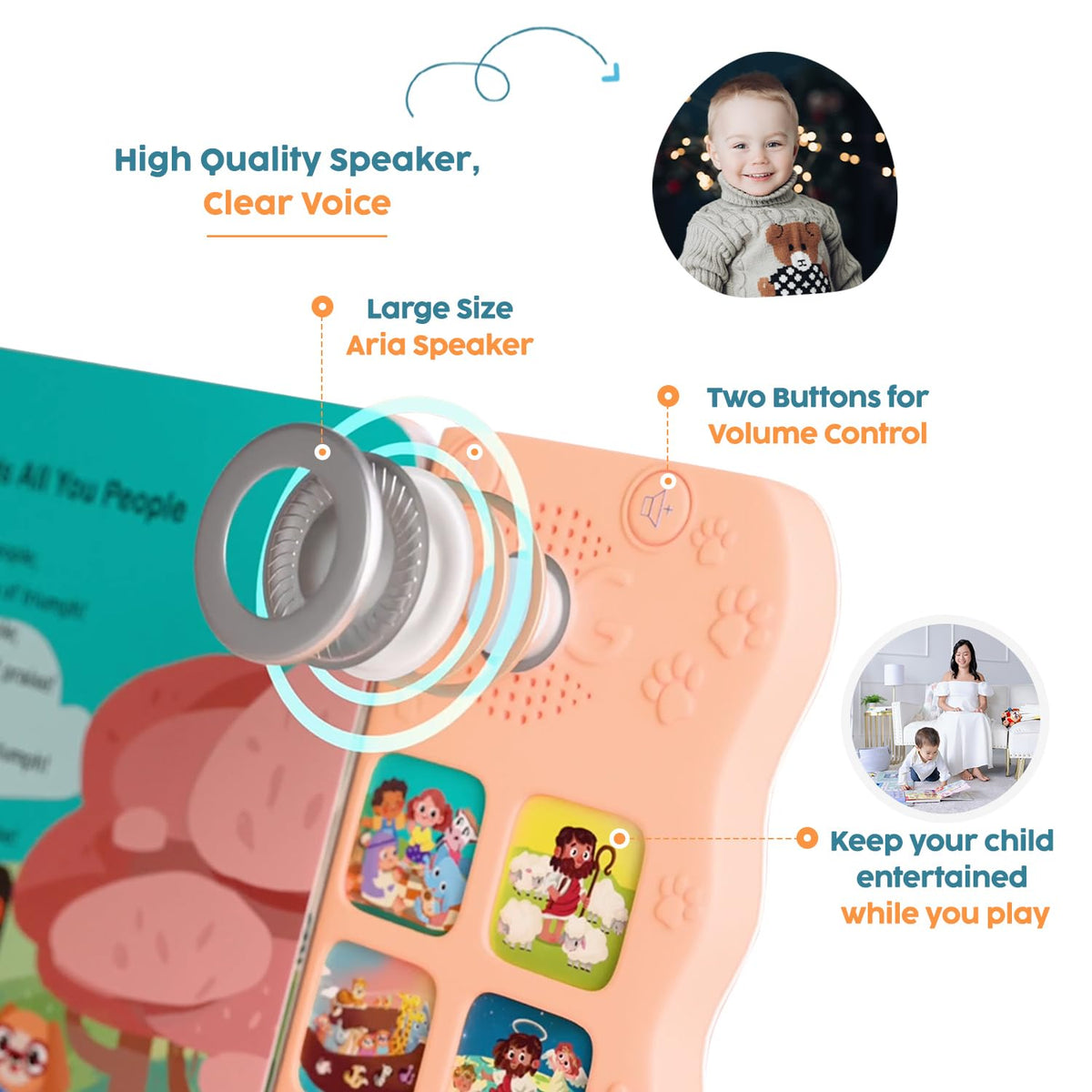 GO GO Songs buttons highlight melodies for early learning