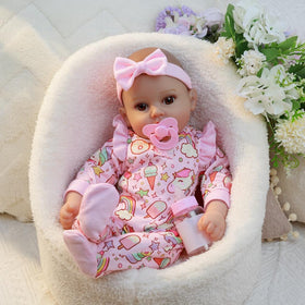 GOAROY doll includes feeding bottle and pacifier for nurturing scenes.