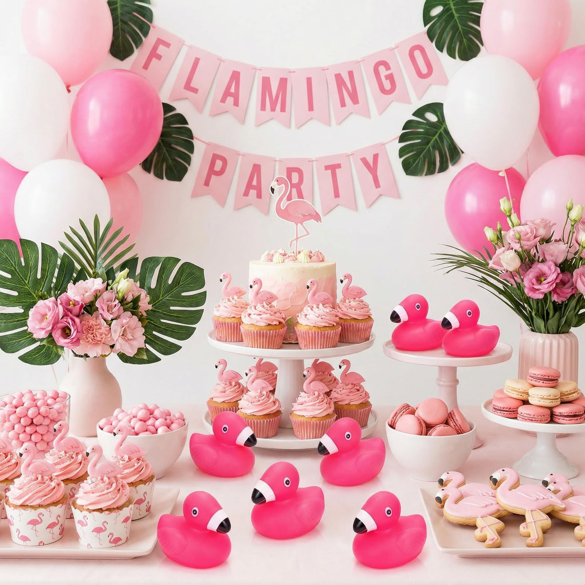 Goaste flamingo ducks measure about two by two point four by two point two inches.