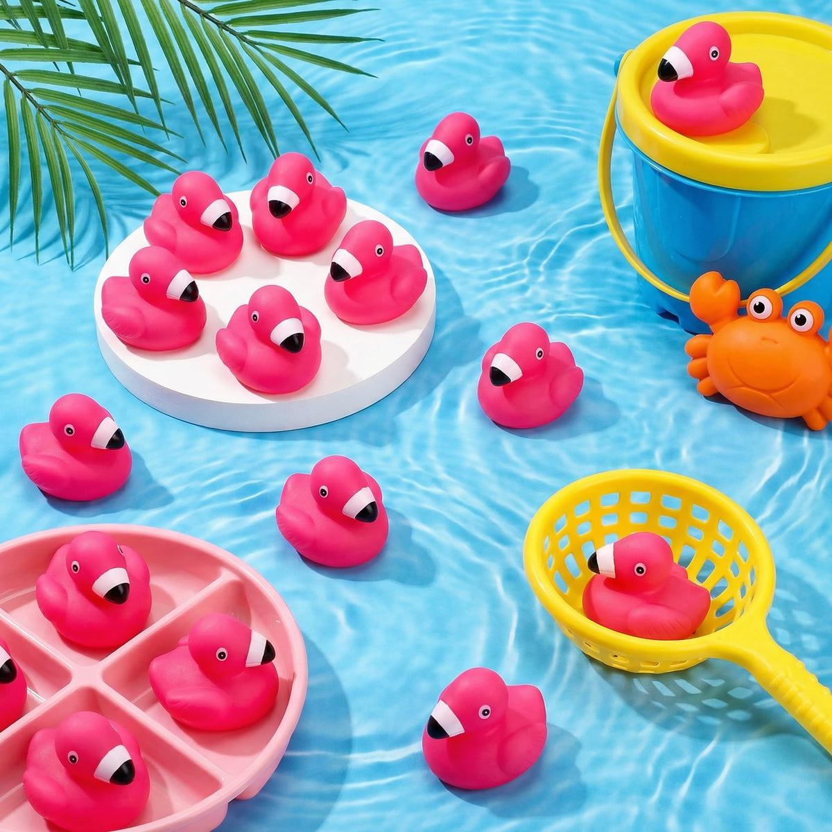 Goaste flamingo ducks brighten party decor with pink charm.