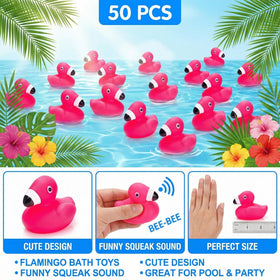 Goaste flamingo ducks squeak BEBE to add fun during baths.