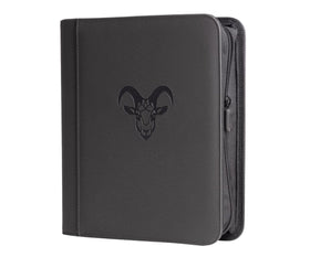 Goat Armor 4-Pocket TopLoader Binder front cover demonstrates rugged padding for safe travel storage.