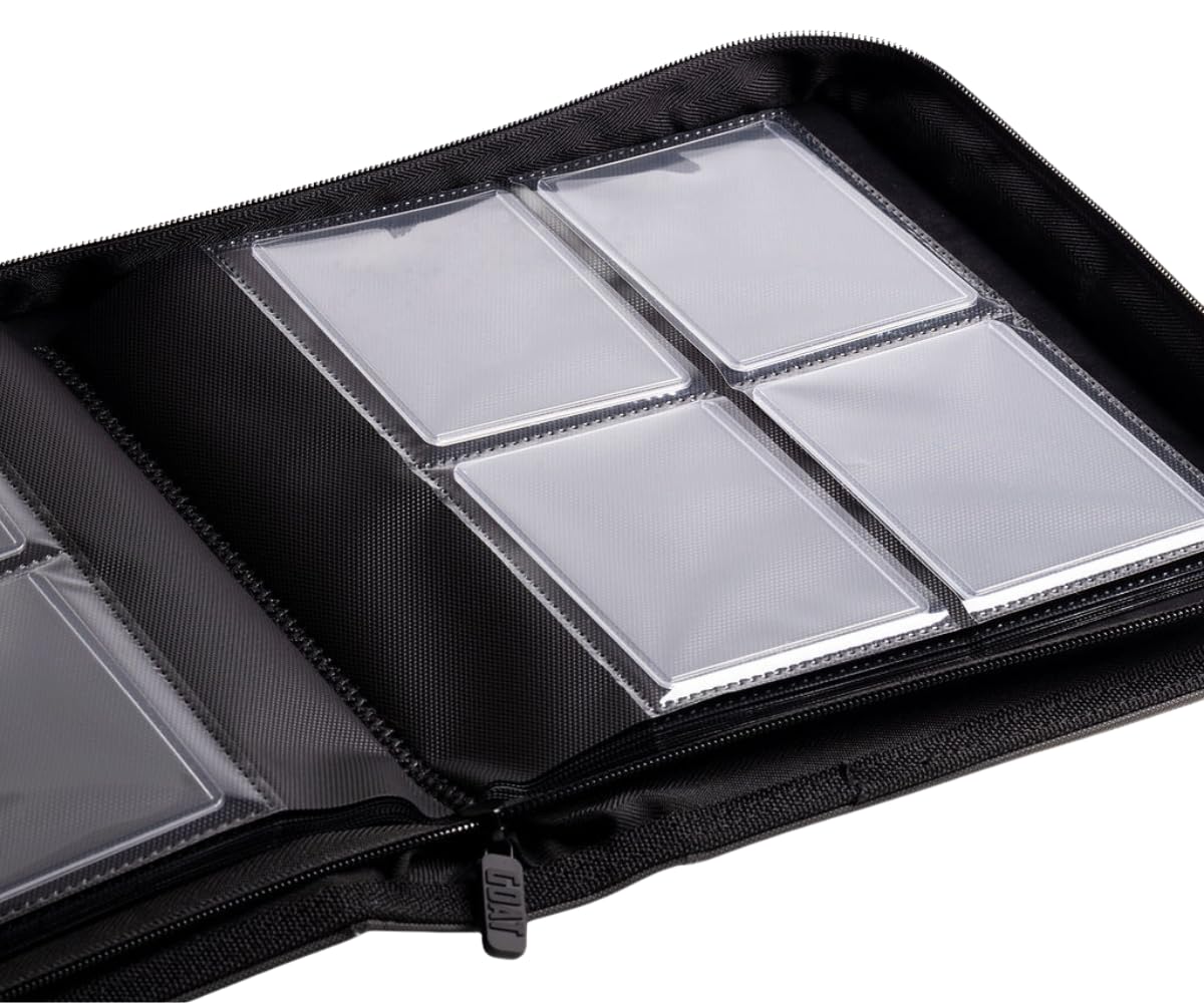 Goat Armor TopLoader binder spine stay-flat supports secure transport and flat card displays.