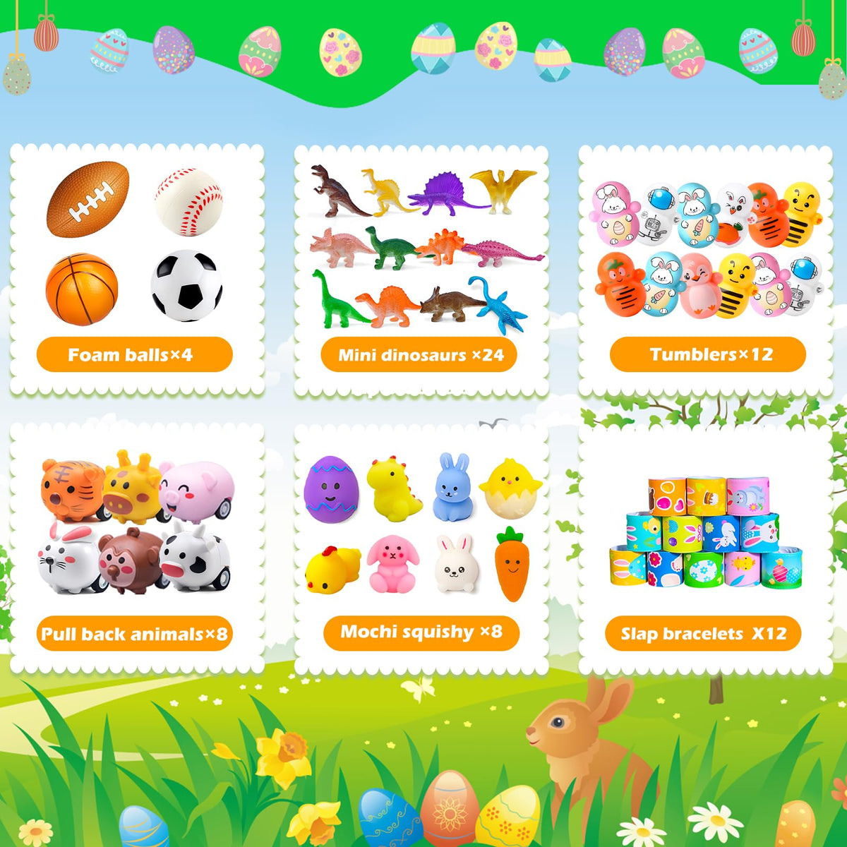 GOAUS assorted toys and surprise items for kids' prize bags and party favors.