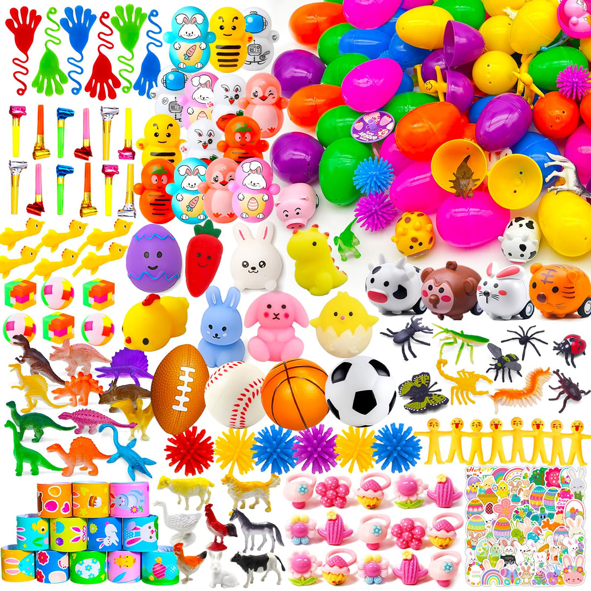 GOAUS Easter eggs fillers pack shows six color eggs ready for customizable egg hunts at parties.