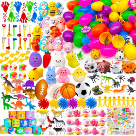GOAUS Easter eggs fillers pack shows six color eggs ready for customizable egg hunts at parties.
