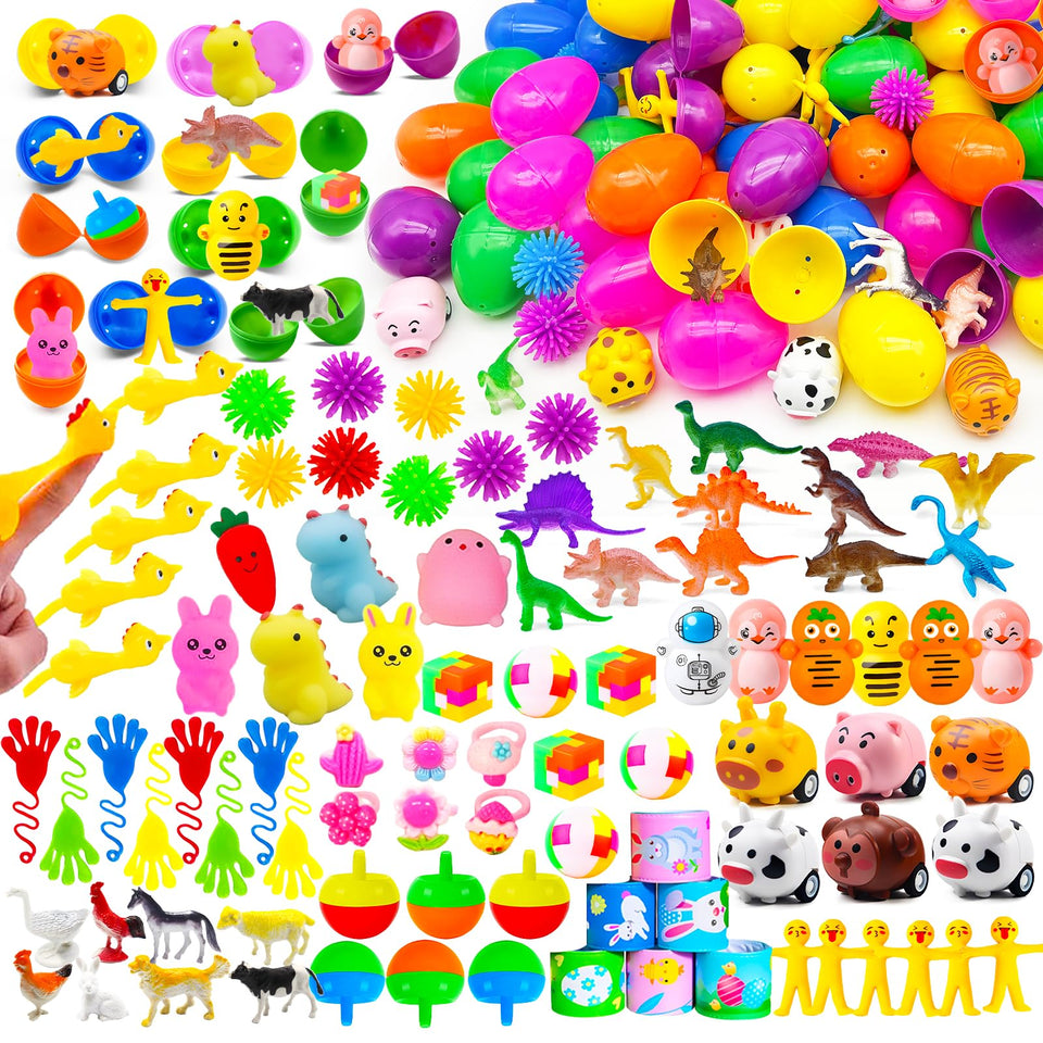 GOAUS Prefilled Easter Eggs with Toys color assortment for kids