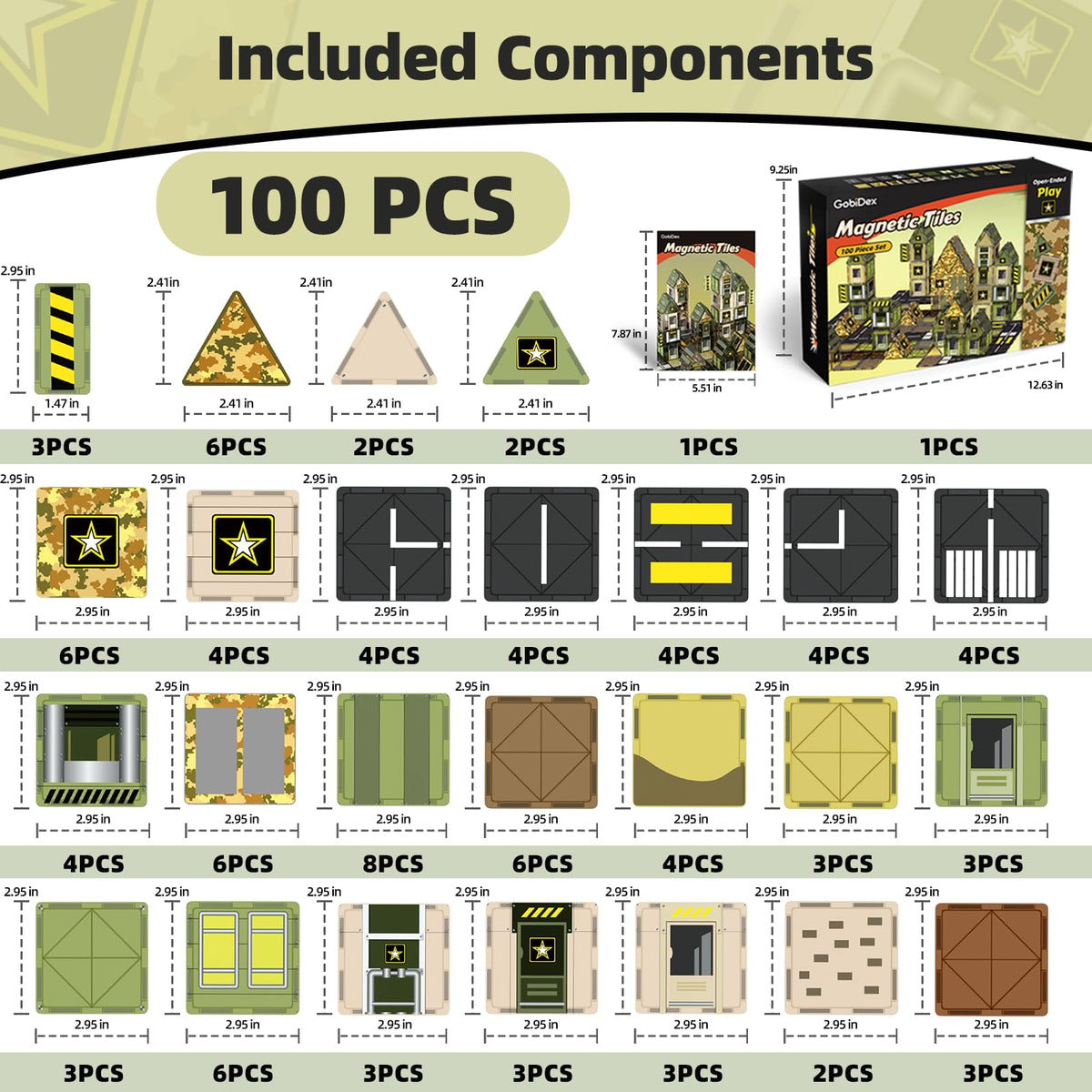 GobiDex army tile durable ABS material with smooth edges for safe play