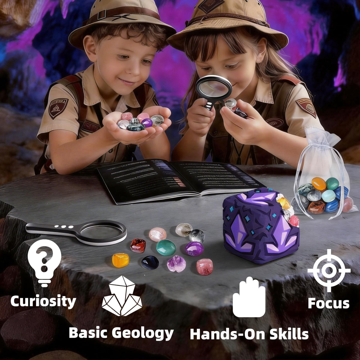 GobiDex Gemstones Dig Kit real gemstones unveiled during a hands-on project.