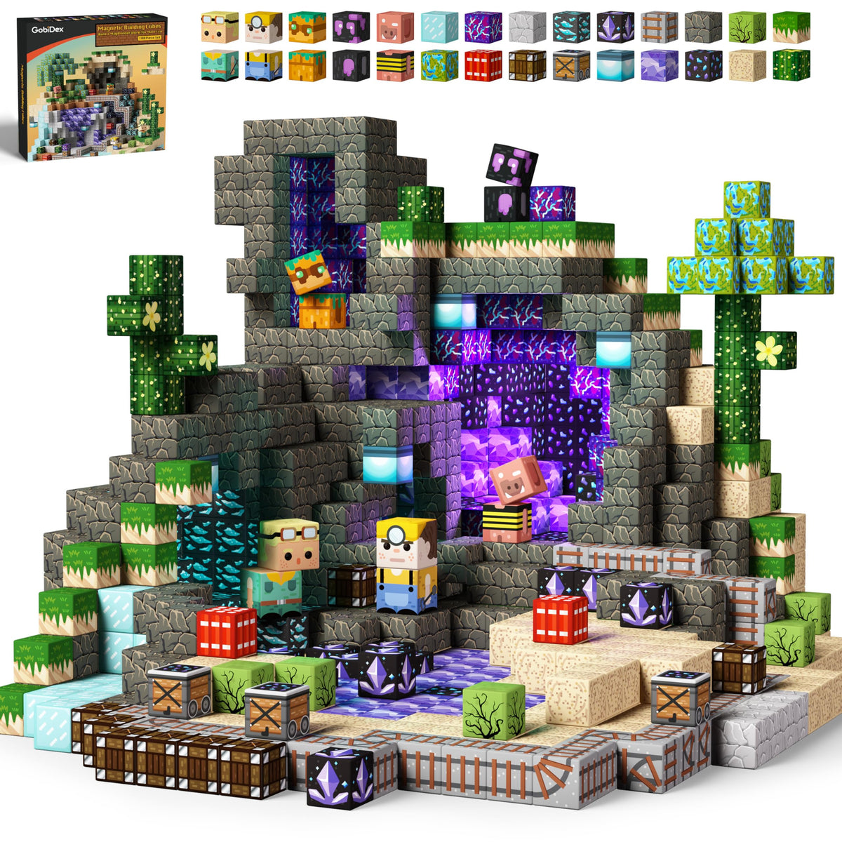 GobiDex magnetic blocks 100pcs set for imaginative building and hand-eye coordination.