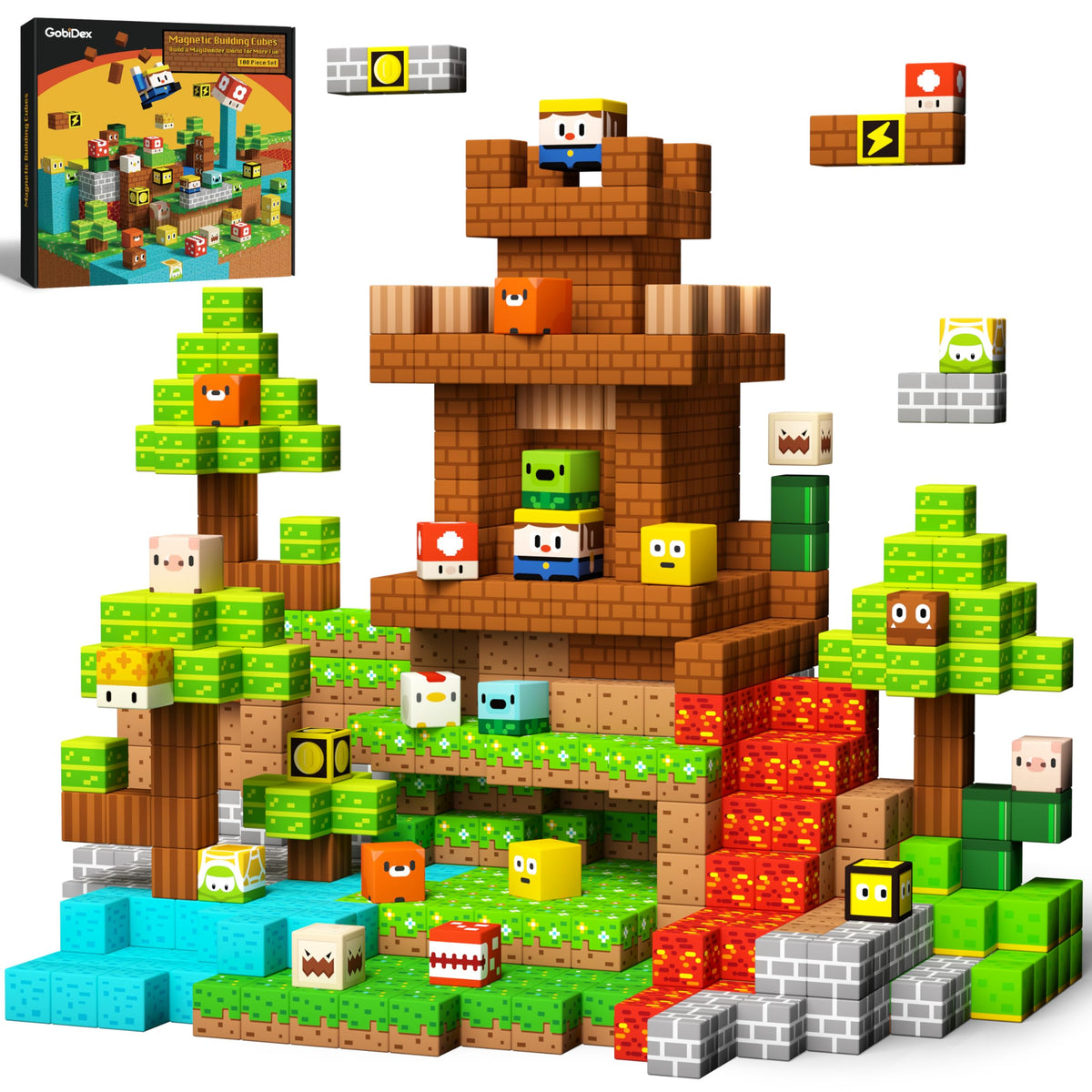 GobiDex magnetic blocks packaging featuring a ready-to-gift STEM toy for imaginative play.