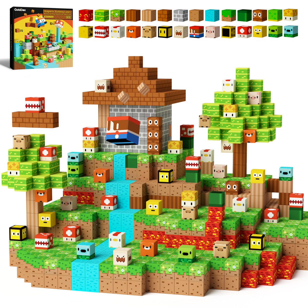 GobiDex magnetic blocks with colorful-patterns promote imaginative construction play
