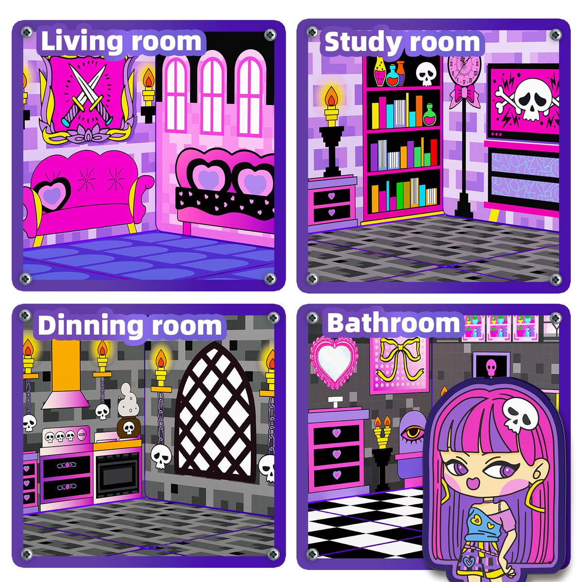 GobiDex doll house dining room close-up highlighting kids’ storytelling scenarios