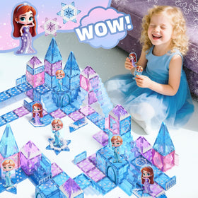 GobiDex STEM tiles showing magnets in action during castle building
