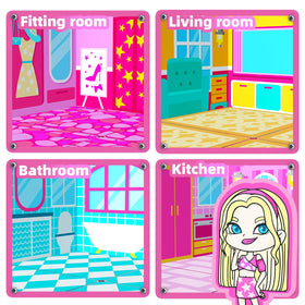 GobiDex Princess living room scene with pink tiles encourages cooperative building and focus.
