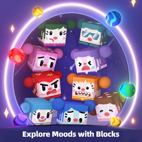 GobiDex transparent blocks with colorful balls inviting shaking, hearing, and visual movement.