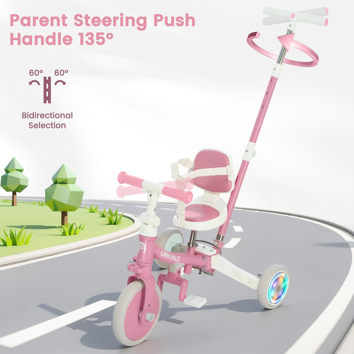 GOBOKLE pink adjustable seat for growing child comfort