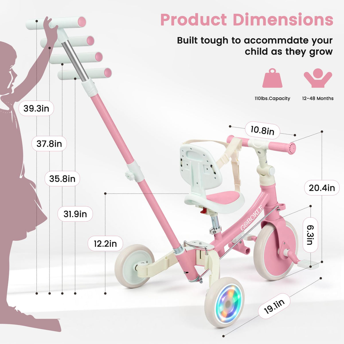 GOBOKLE pink carbon steel frame emphasizes durable design