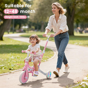 GOBOKLE light up wheels on pink tricycle for better visibility outdoors