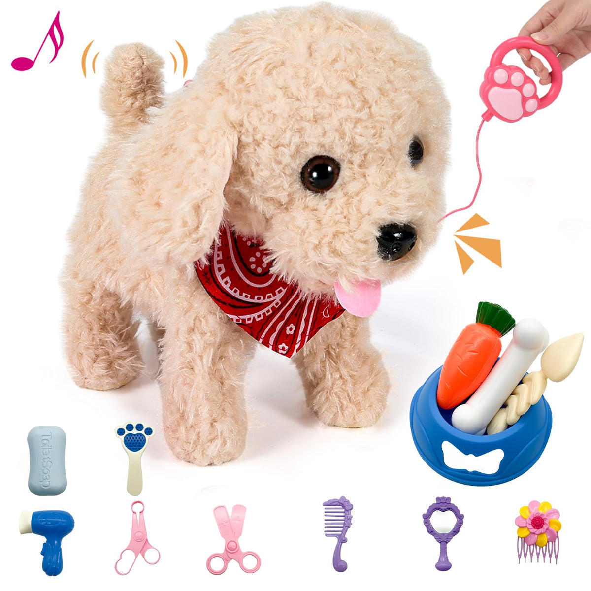 GOBRILLFUN interactive walking plush puppy showing lifelike movement for imaginative play.