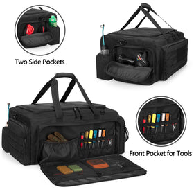 GOBUROS RC Car Bag side pockets hold tires and bottles securely during transport.