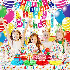 Gobutend birthday backdrop cloth provides reusable decor for photo moments.